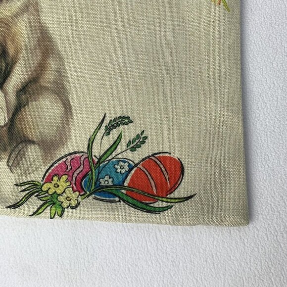 Easter Bunny Eggs Fairies Woven Pillow Cover Square Butterfly 17.5” x 18” - Picture 3 of 9